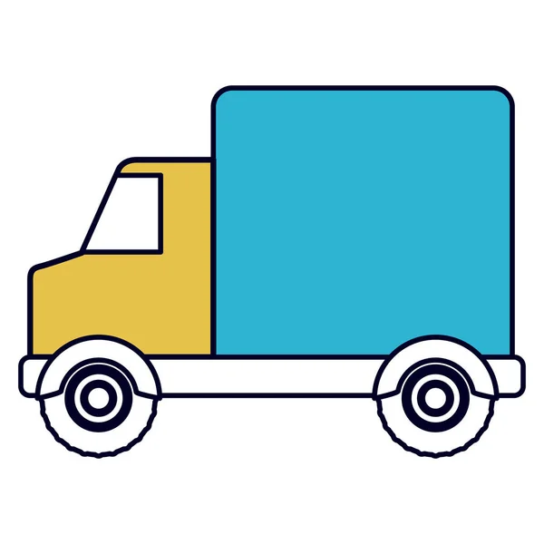 Daerah warna siluet dari truk dengan wagon - Stok Vektor