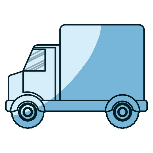 Blauw schaduw silhouet van truck met wagon — Stockvector