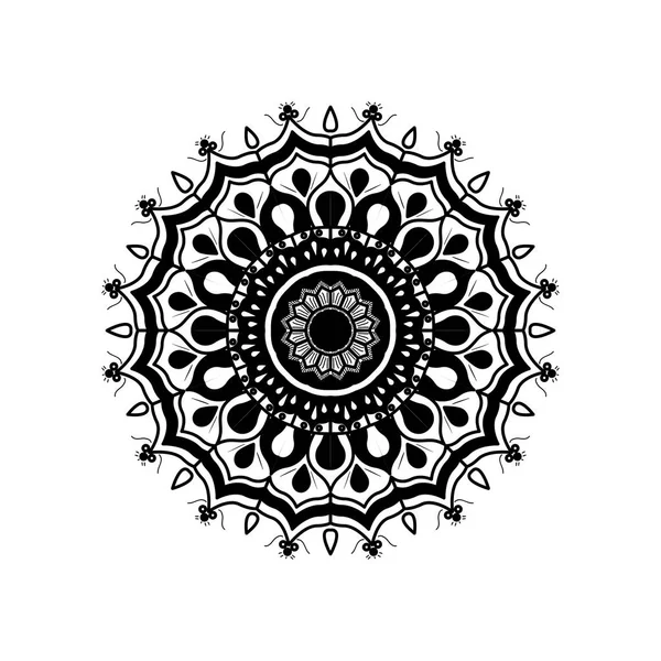 Fekete-fehér absztrakt virág mandala vintage dekoratív dísz — Stock Vector