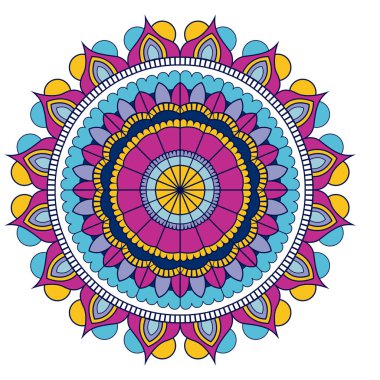 renkli süs çiçek Mandala Vintage dekoratif beyaz arka plan