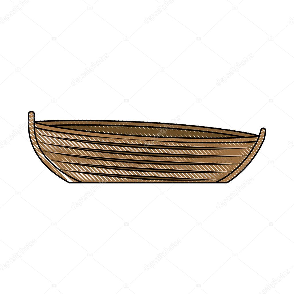 colored pencil silhouette of wooden fishing boat