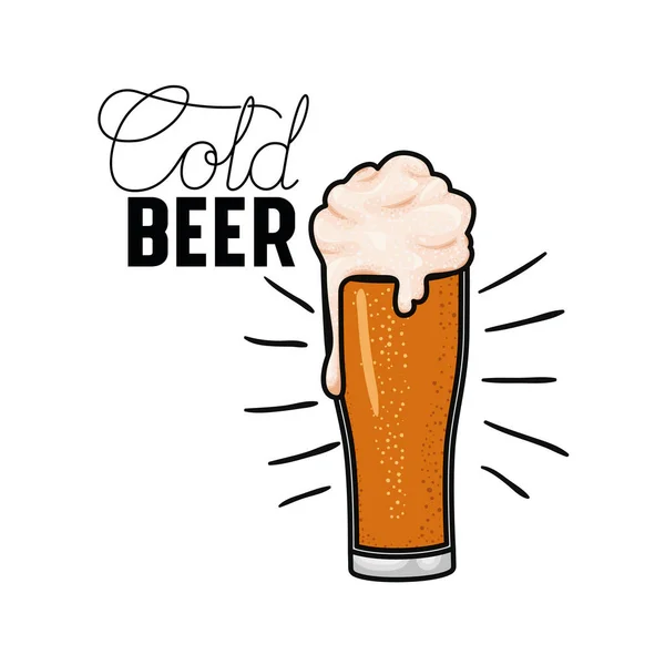 Etichetta birra fredda icona isolata — Vettoriale Stock