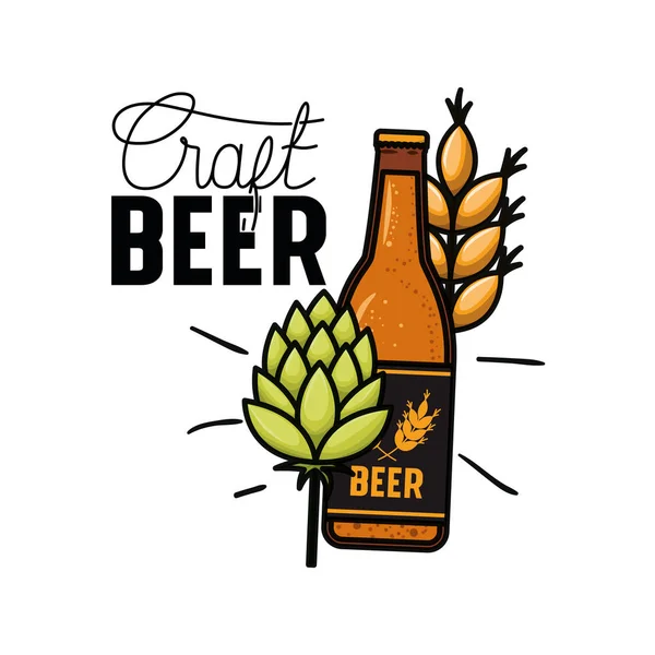 Etiqueta de cerveja artesanal ícone isolado — Vetor de Stock
