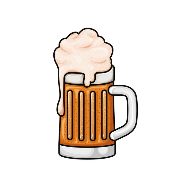 Beer with foam isolated icon — Stock Vector