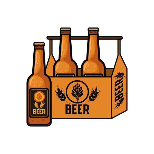 Pudełko z ikona na białym tle butelki piwa — Wektor stockowy