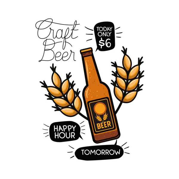 Étiquette de bière artisanale icône isolée — Image vectorielle