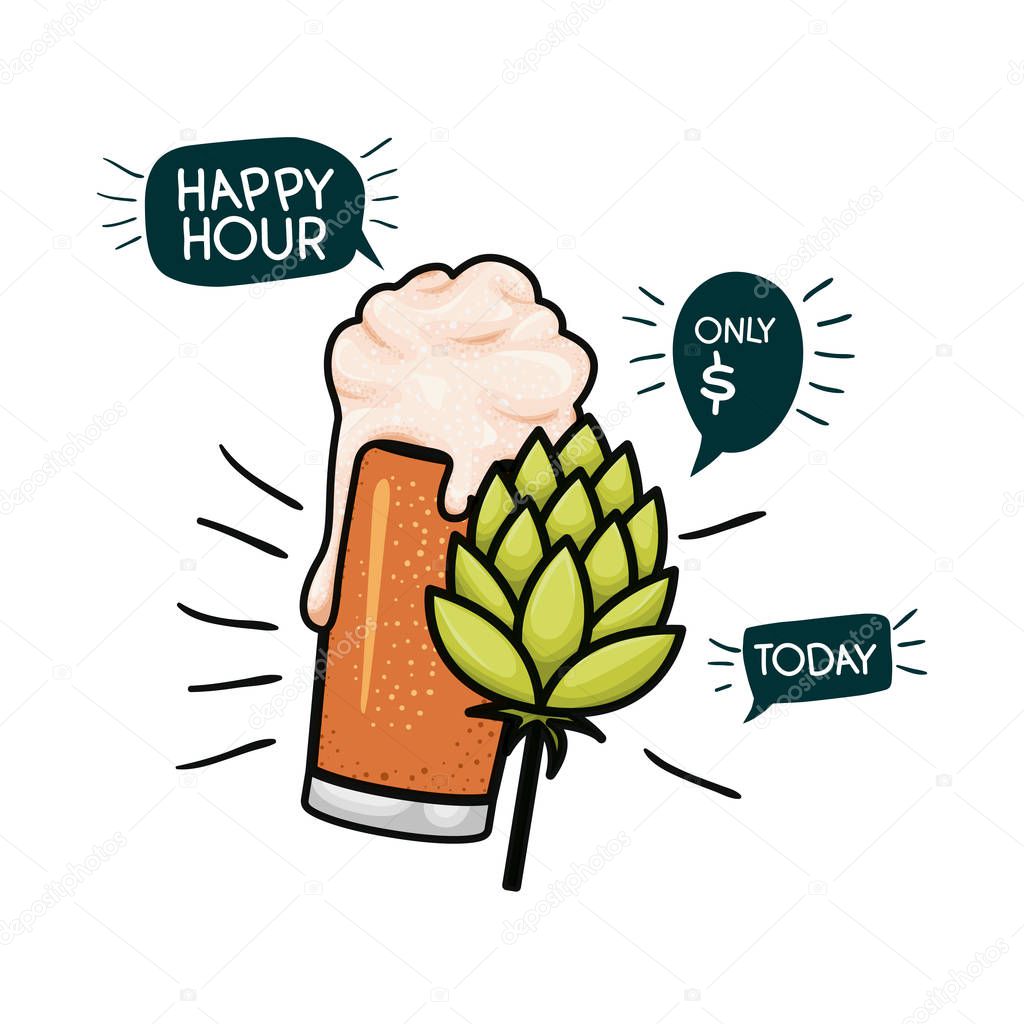 beer with foam and pinecone isolated icon