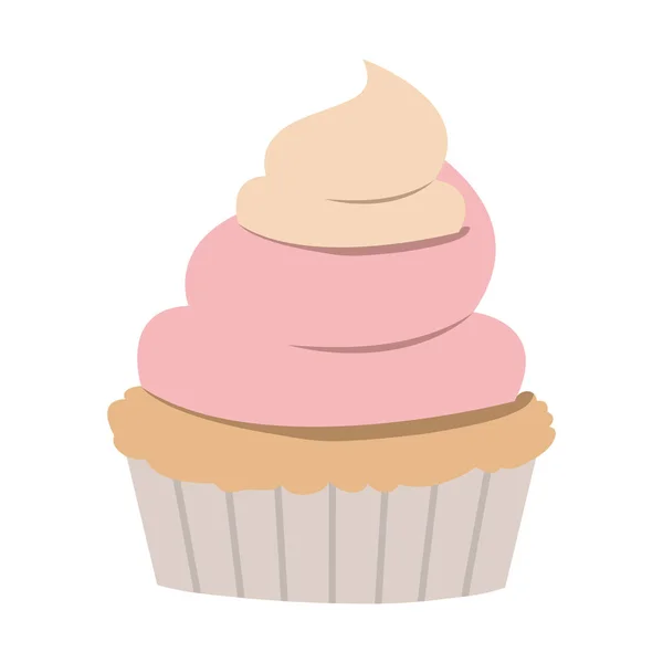 Kézzel rajzoló színes Cupcake rózsaszín és vainilla vajkrém dekoratív — Stock Vector