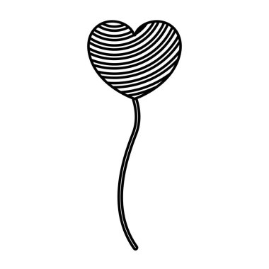 çapraz çizgiler yüzen kalp şeklinde balon tek renkli siluet