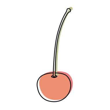 kök ile kiraz meyve suluboya silüeti ile beyaz arka plan