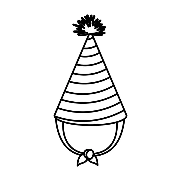 Silhouette monochrome de chapeau de fête avec des lignes épaisses autour des décoratifs — Image vectorielle
