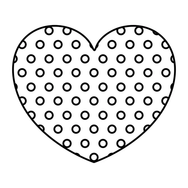 Silhouette monocromatica a forma di cuore decorativa con puntini — Vettoriale Stock