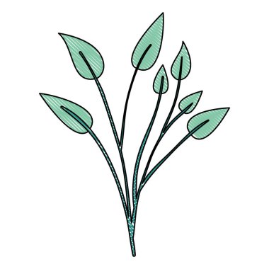 yaprakları bitki ile dalları yeşil ışık rengi Crayon siluet