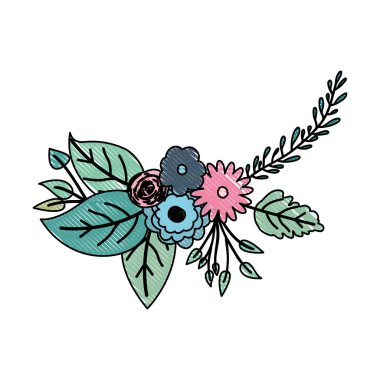 güzel çiçekler süsler ile çok renkli dekoratif buket renk boya rengi siluet