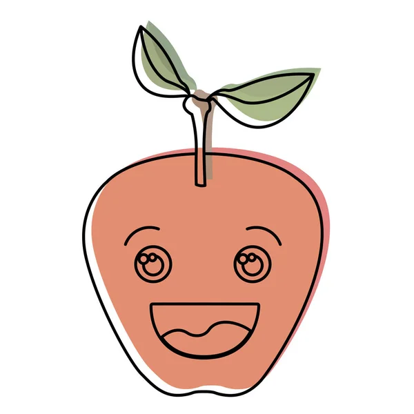 Λευκό φόντο με Υδατογραφώντας σιλουέτα χαμόγελα φρούτο μήλο — Διανυσματικό Αρχείο