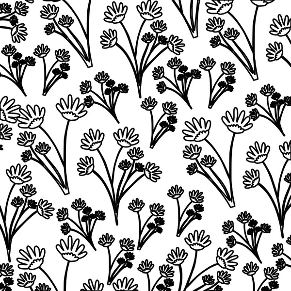 Monochrome pattern of branches with flowers — Stock Vector