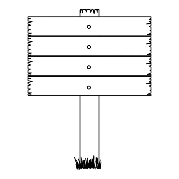 Silhouette monochrome de planche en bois — Image vectorielle