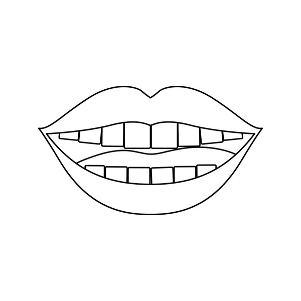 Silhueta monocromática da boca sorridente —  Vetores de Stock