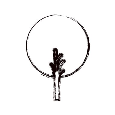 yuvarlak şekil yeşillik ile soyut ağaç tek renkli bulanık siluet