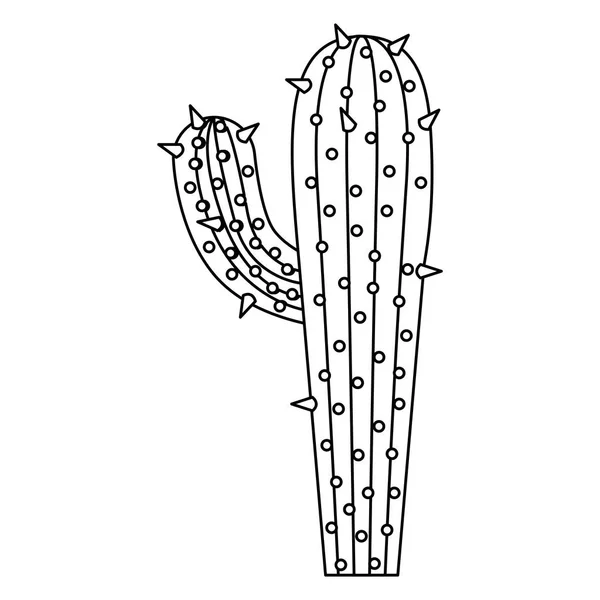 Silueta monocromática de cactus con rama grande — Archivo Imágenes Vectoriales