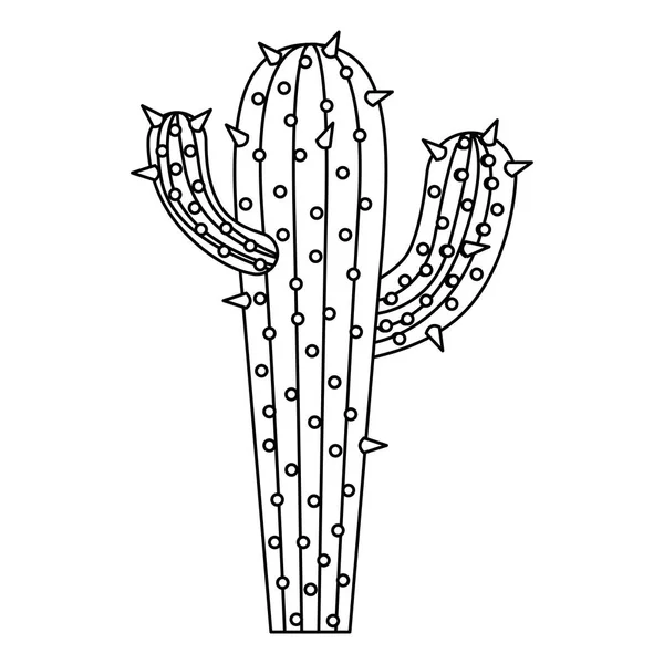 Silhouette monocromatica di cactus con due rami sulla parte superiore — Vettoriale Stock