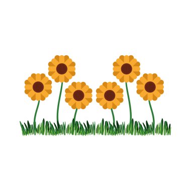 Soyut ayçiçeği ekili beyaz arka plan