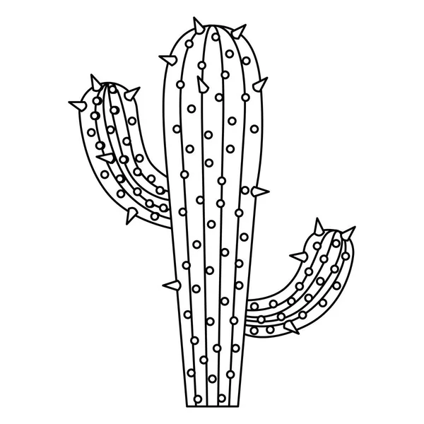 Monokrom siluet dari kaktus dengan dua percabangan - Stok Vektor