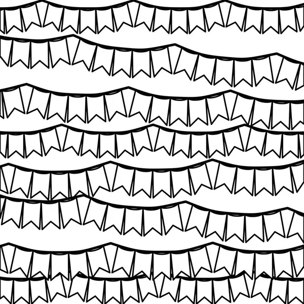 Silueta monocromática con juego de festones en forma de cuadrado con picos — Archivo Imágenes Vectoriales