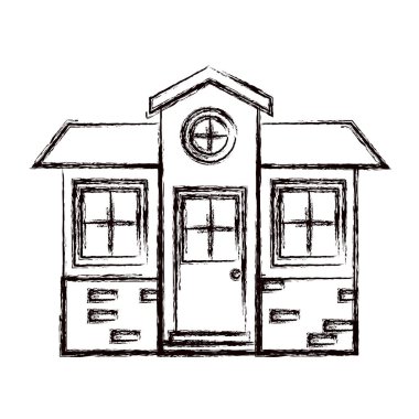 küçük ev cephesinde tek renkli bulanık siluet