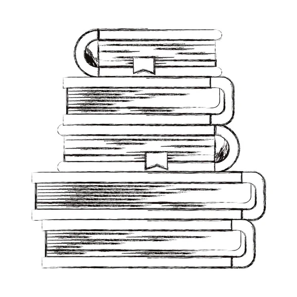 素描模糊的轮廓堆栈的书籍与书签 — 图库矢量图片