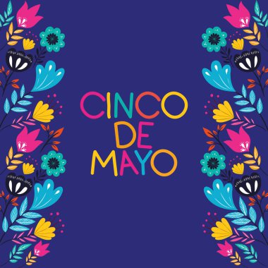 Cinco de mayo kartı ile çerçeve çiçek