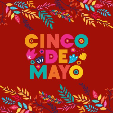 Cinco de mayo kartı ile çerçeve çiçek