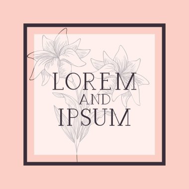 çiçek çizilmiş ve hat dekoratif kare çerçeve