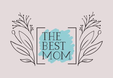 mutlu anneler günü kartı ile otlar kare çerçeve