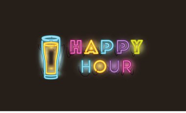 happy hour bira kavanoz yazı tipleri neon ışıkları