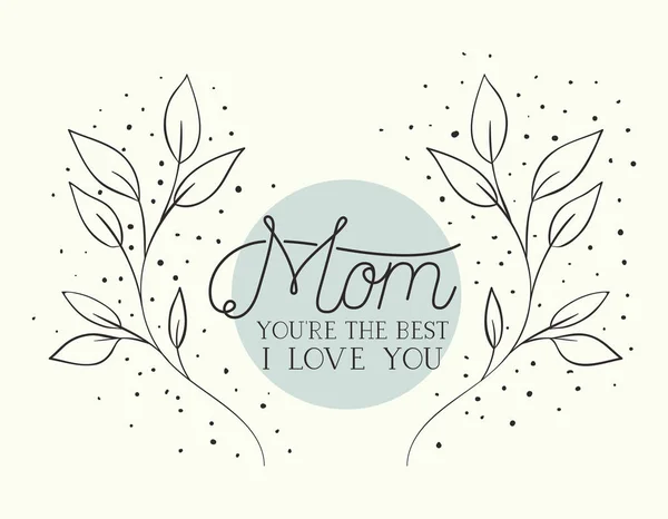 Happy mothers day card with herbs circular frame — Stock Vector