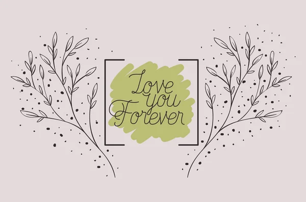 Love card with herbs drawn frame — Stock Vector