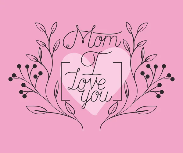 Happy mothers day card with herbs heart frame — Stock Vector