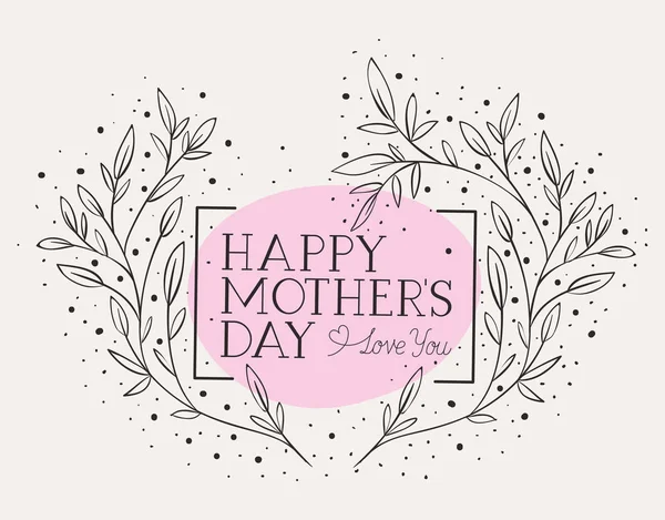 Ευτυχισμένος μητέρες ημέρα κάρτα με βότανα κυκλικό πλαίσιο — Διανυσματικό Αρχείο