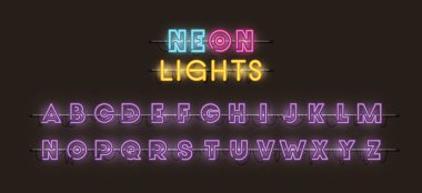 alfabesi fontları neon ışıkları