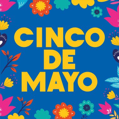 Cinco de mayo kartı ile çerçeve çiçek