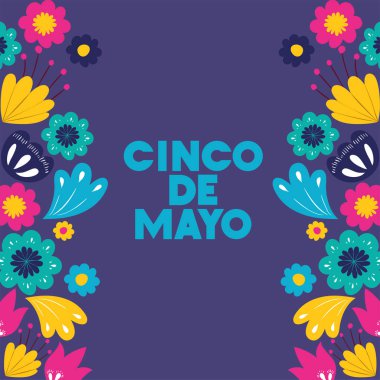 Cinco de mayo kartı ile çerçeve çiçek