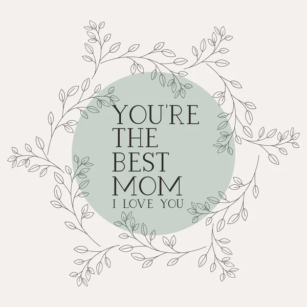 Feliz madre día tarjeta con hierbas marco circular — Vector de stock