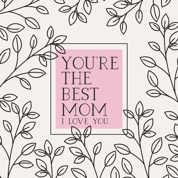 Ευτυχισμένος μητέρες ημέρα κάρτα με το τετραγωνικό πλαίσιο βότανα — Διανυσματικό Αρχείο