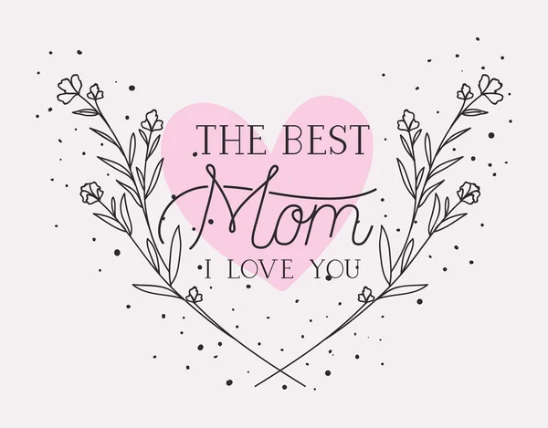 Glada mammor dag-kort med örter hjärta ram — Stock vektor