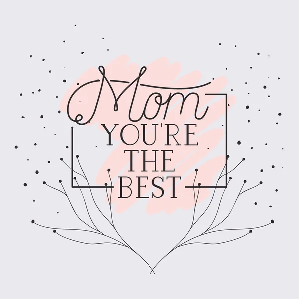 Glada mammor dag-kort med örter fyrkantig ram — Stock vektor