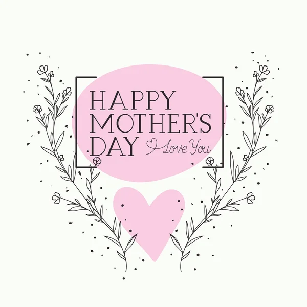 Happy mothers day card with herbs circular frame — Stock Vector