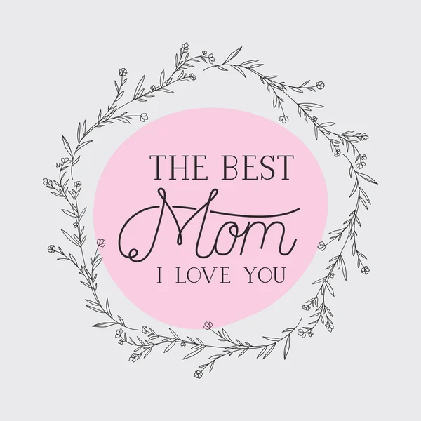 Happy mothers day card with herbs circular frame — Stock Vector