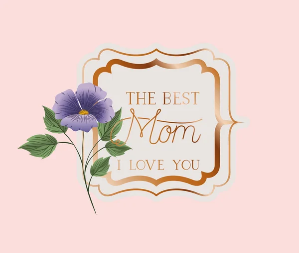 Happy mothers day Victoriaanse vierkante frame met bloemen — Stockvector