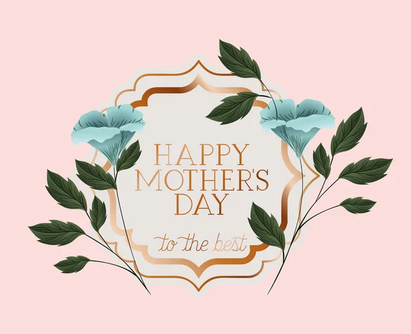 Heureux mère jour victorienne cadre avec des fleurs — Image vectorielle